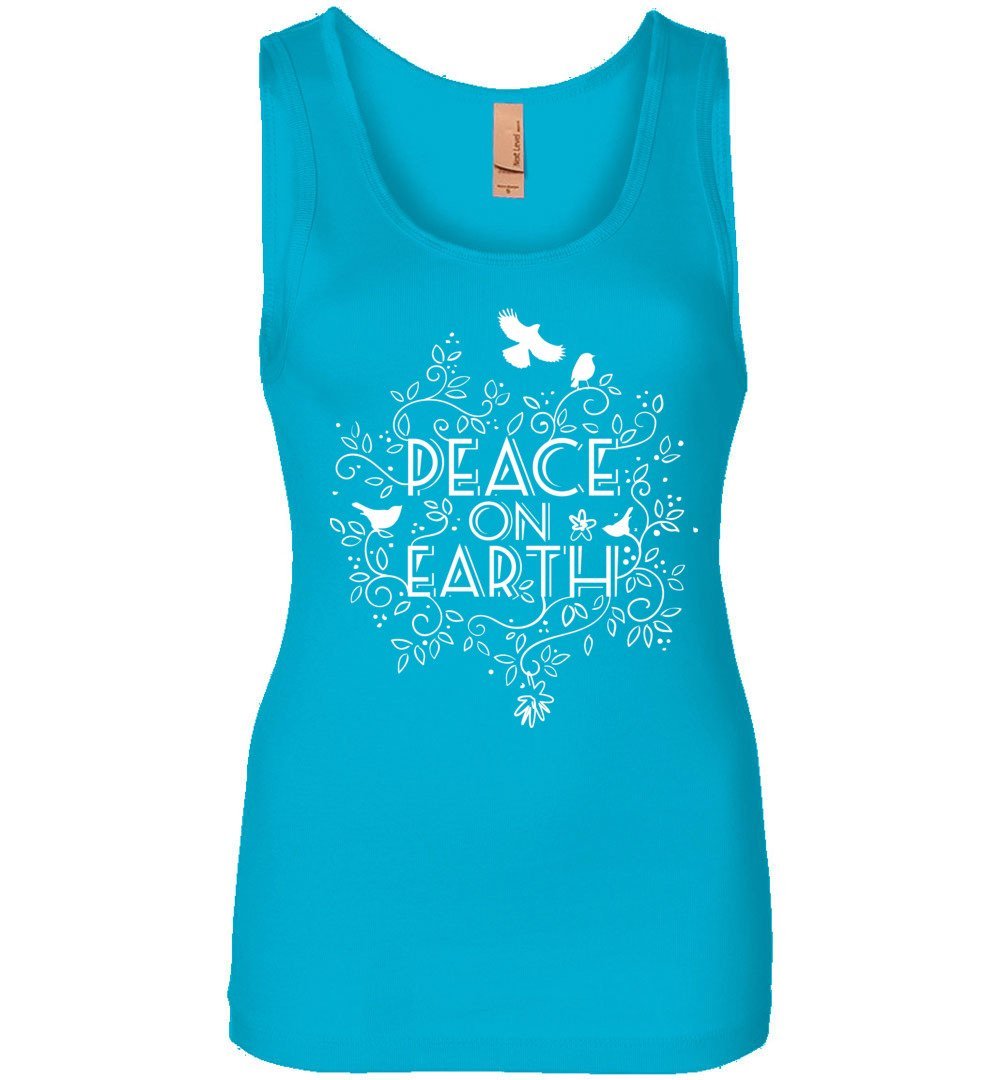 Peace On Earth Tank Heyjude Shoppe Turquoise S 