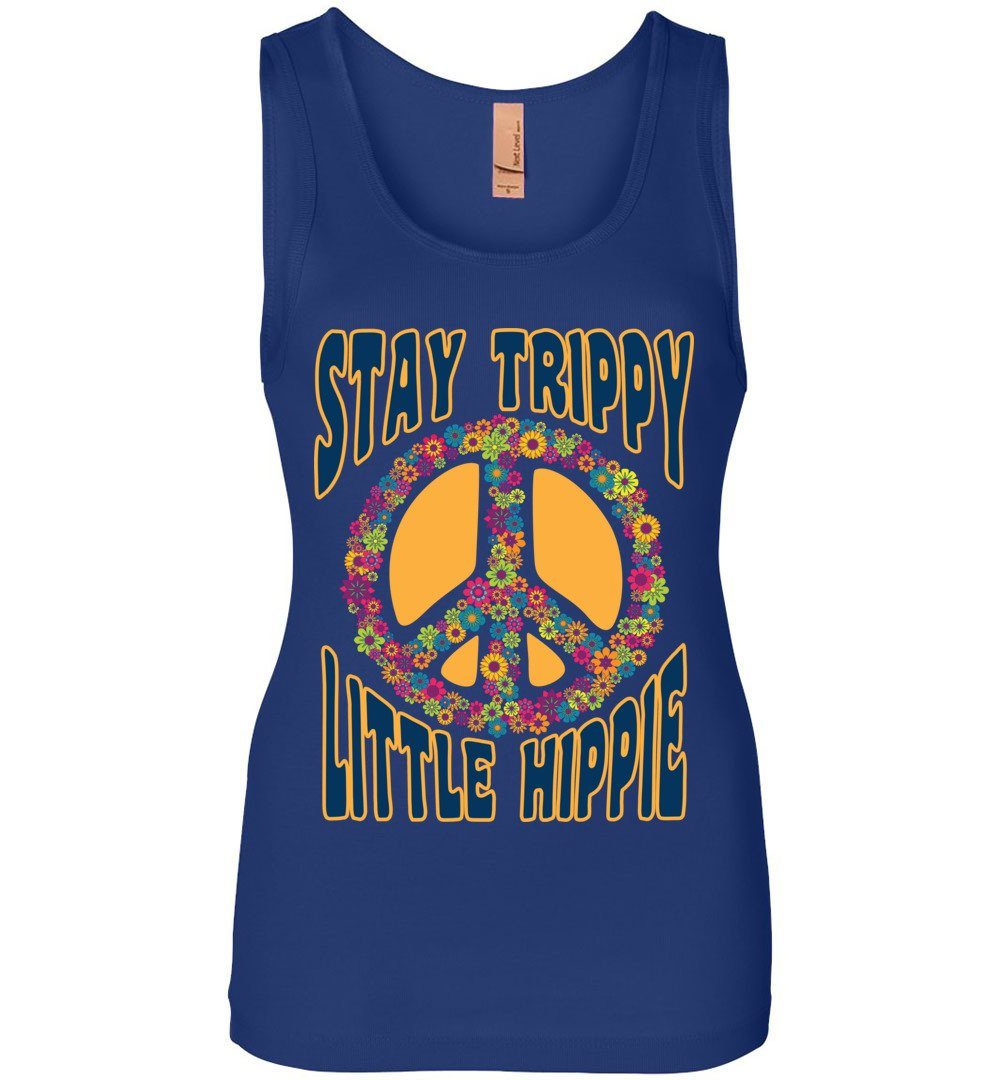 Stay Trippy Little Hippie Tank Heyjude Shoppe Royal Blue S 