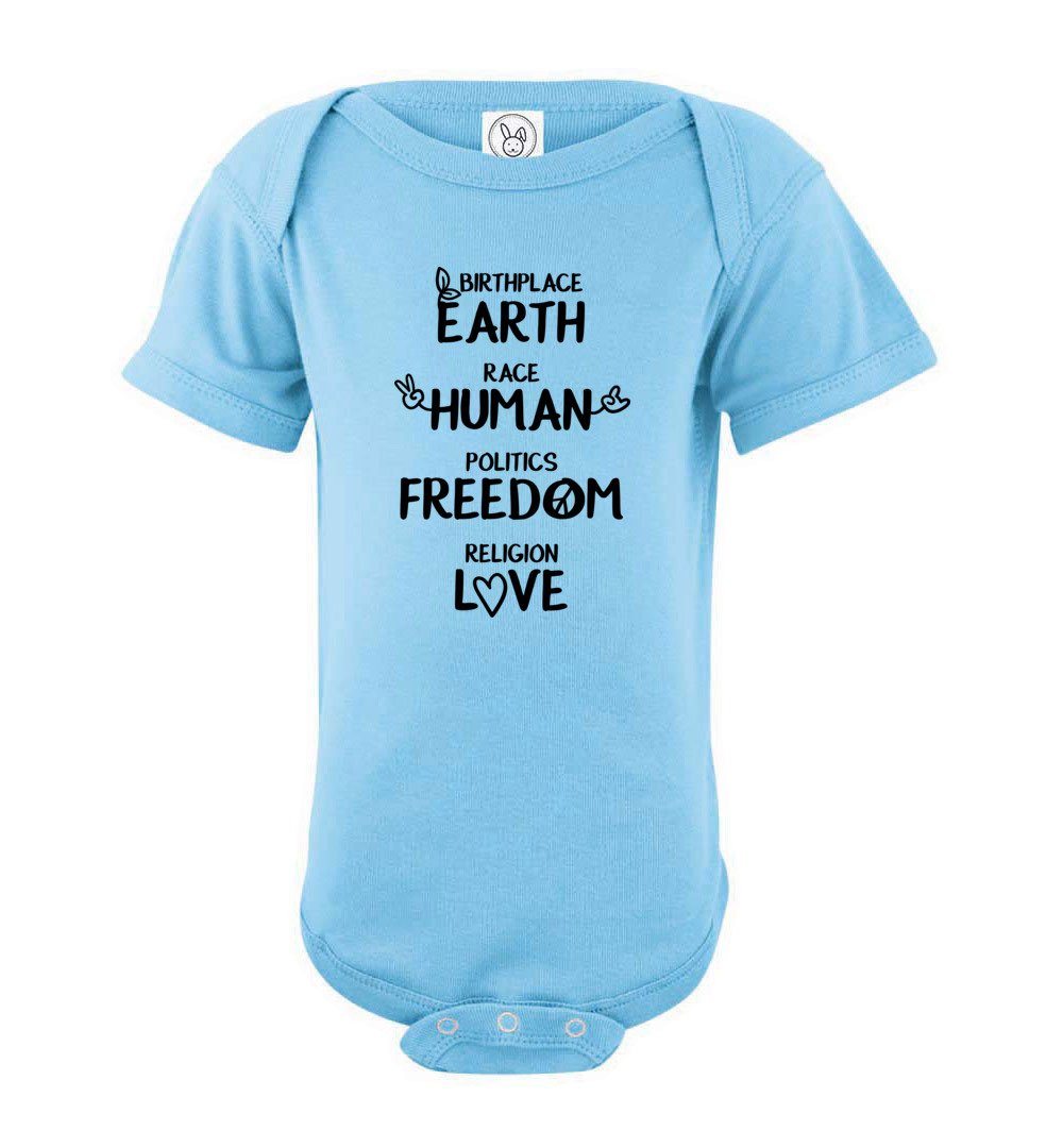Freedom - Love - Infant Bodysuits Heyjude Shoppe Onesie Light Blue NB