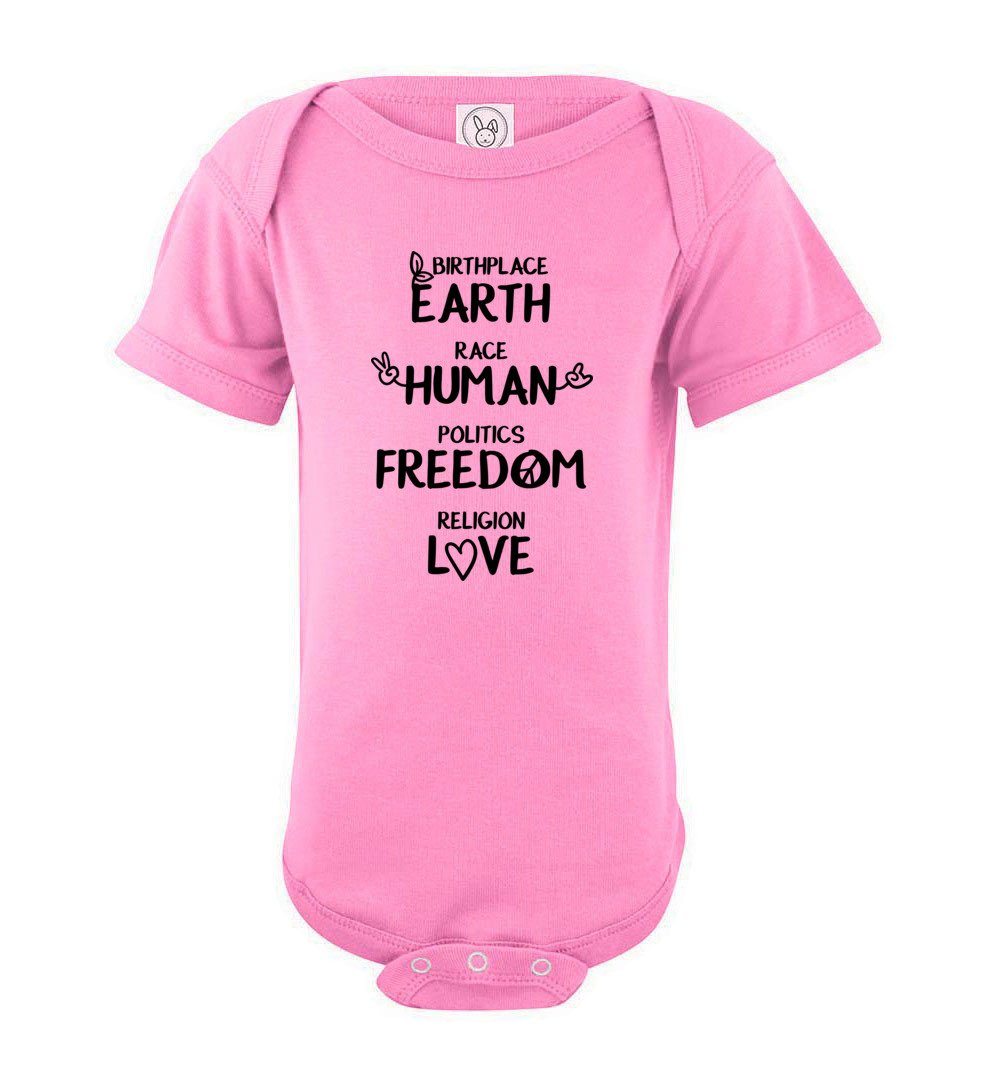 Freedom - Love - Infant Bodysuits Heyjude Shoppe Onesie Pink NB