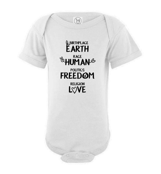 Freedom - Love - Infant Bodysuits Heyjude Shoppe Onesie White NB