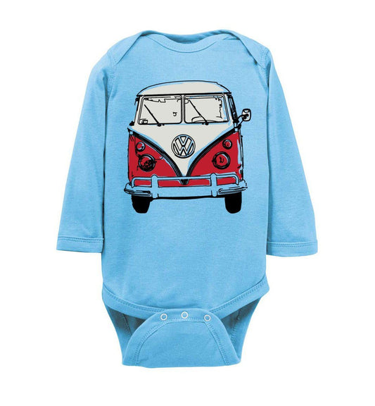 Hippie Van - Infant Bodysuits Heyjude Shoppe LS Onesie Light Blue NB