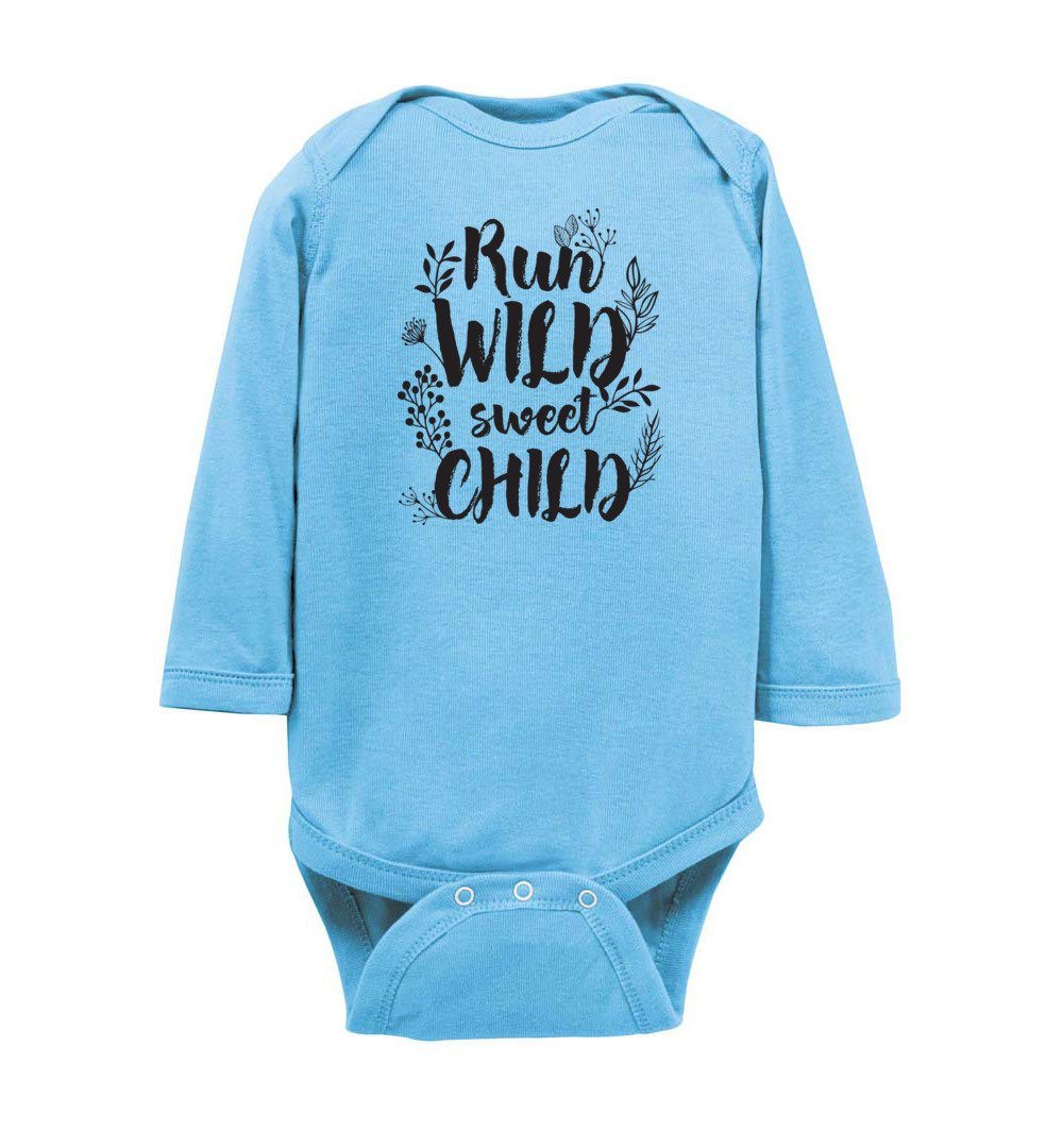Run Wild Sweet Child - Infant Bodysuits Heyjude Shoppe LS Onesie Light Blue NB