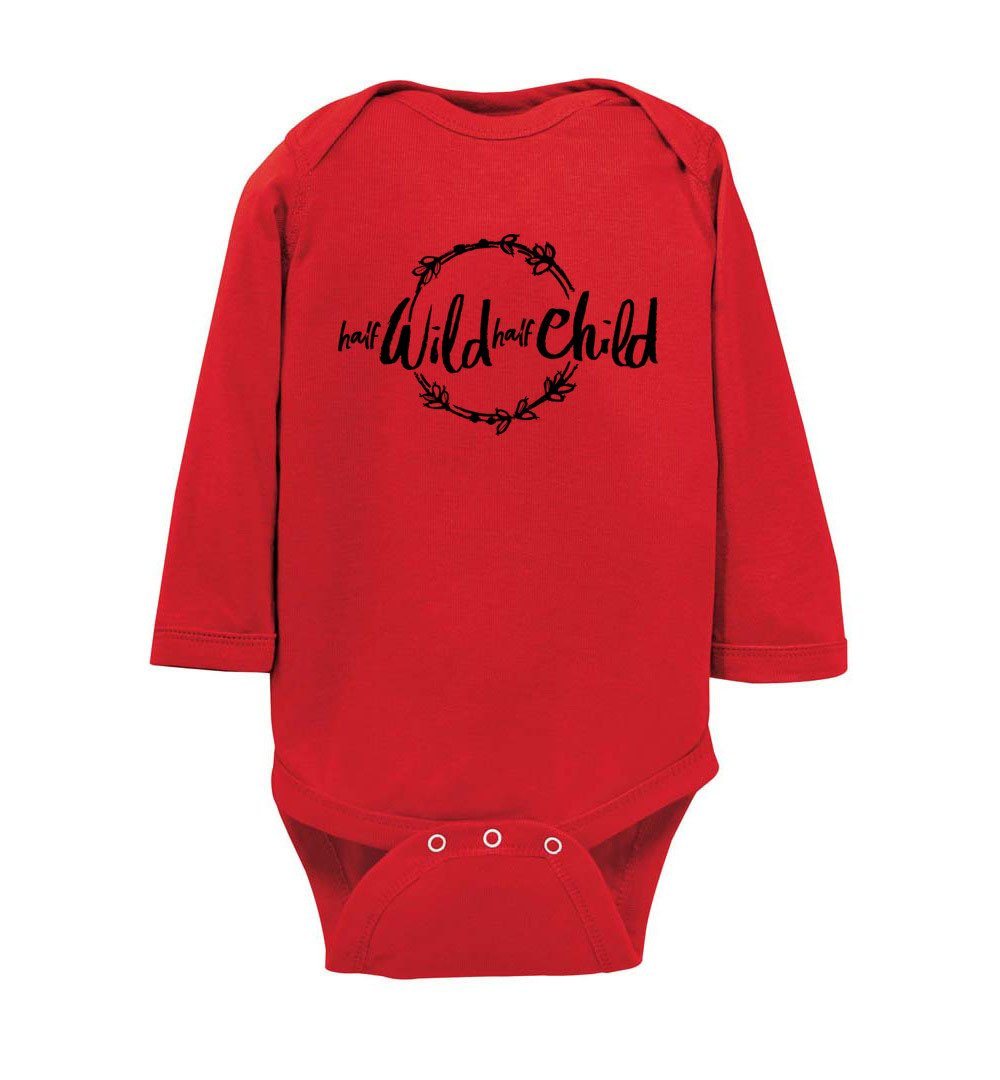 Half Wild Half Child - Infant Bodysuits Heyjude Shoppe LS Onesie Red NB
