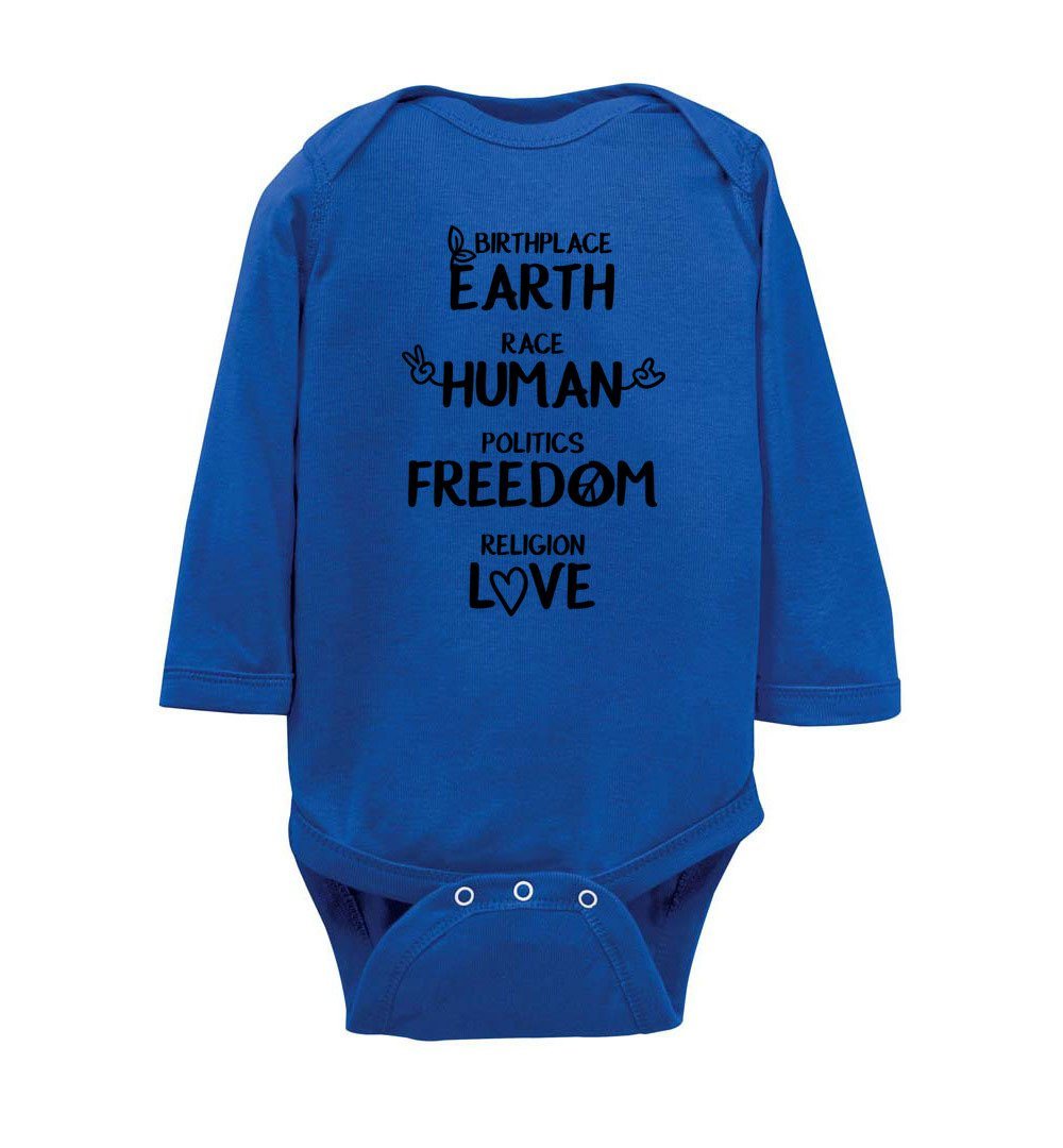 Freedom - Love - Infant Bodysuits Heyjude Shoppe LS Onesie Royal NB