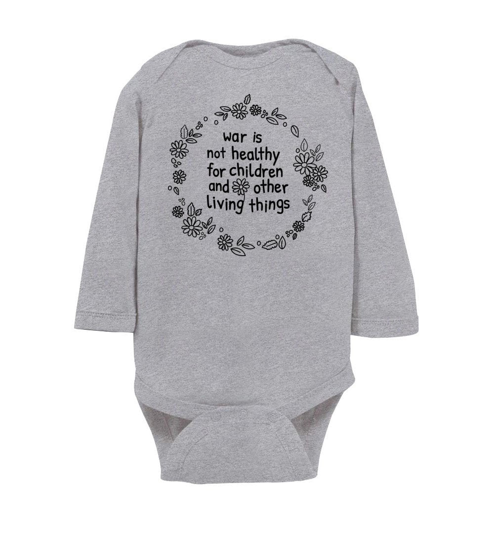 Anti War - Infant Bodysuits Heyjude Shoppe LS Onesie Heather NB