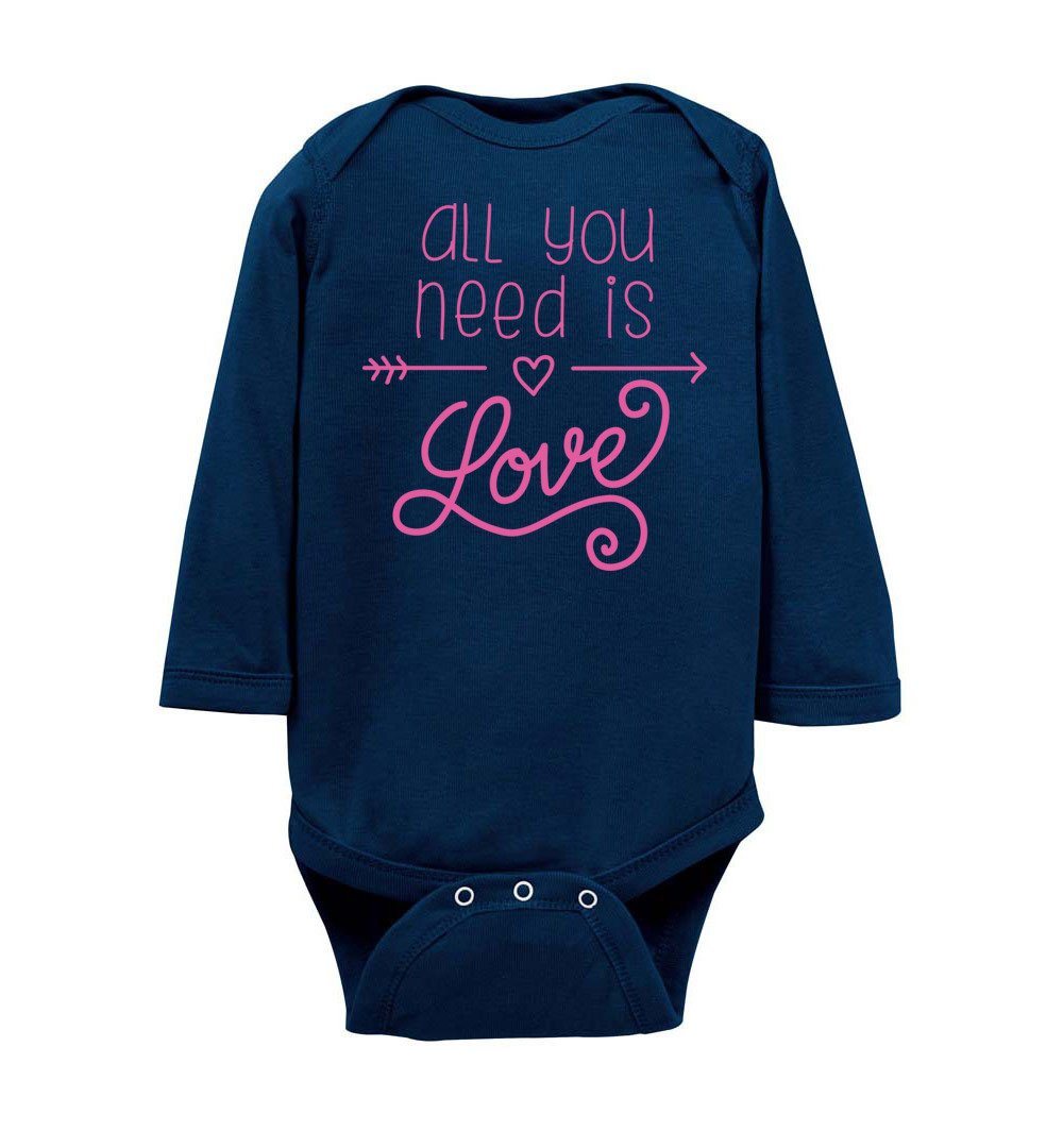 All You Need Is Love - Infant Bodysuits Heyjude Shoppe LS Onesie Navy NB