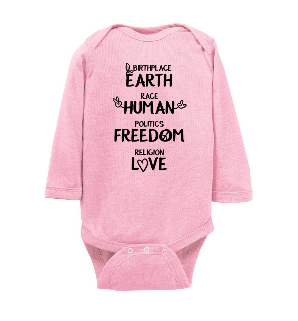 Freedom - Love - Infant Bodysuits Heyjude Shoppe LS Onesie Pink NB