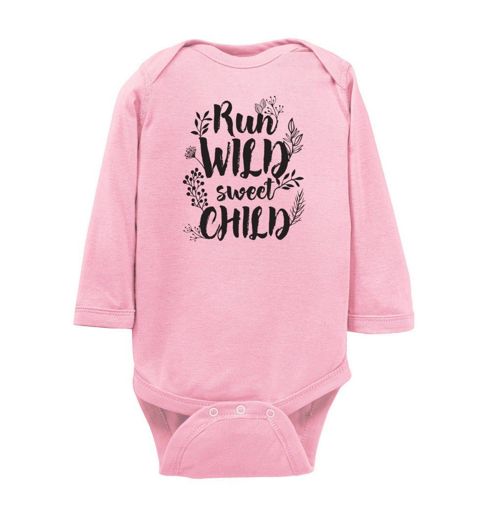 Run Wild Sweet Child - Infant Bodysuits Heyjude Shoppe LS Onesie Pink NB