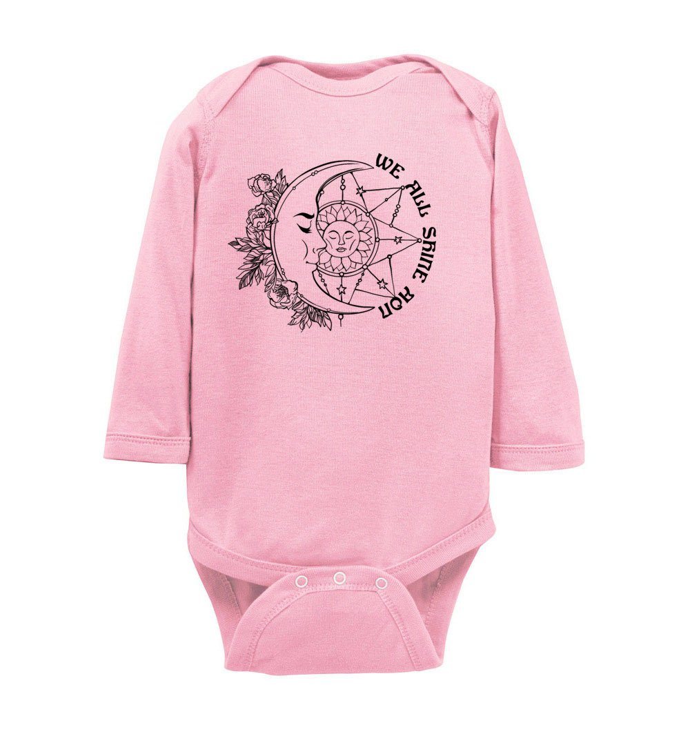 We All Shine On - Infant Bodysuits Heyjude Shoppe LS Onesie Pink NB