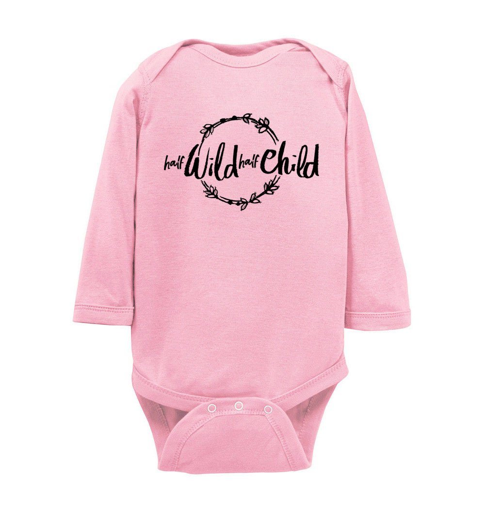 Half Wild Half Child - Infant Bodysuits Heyjude Shoppe LS Onesie Pink NB