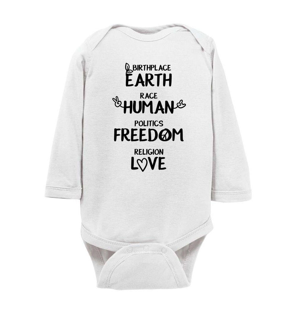 Freedom - Love - Infant Bodysuits Heyjude Shoppe LS Onesie White NB