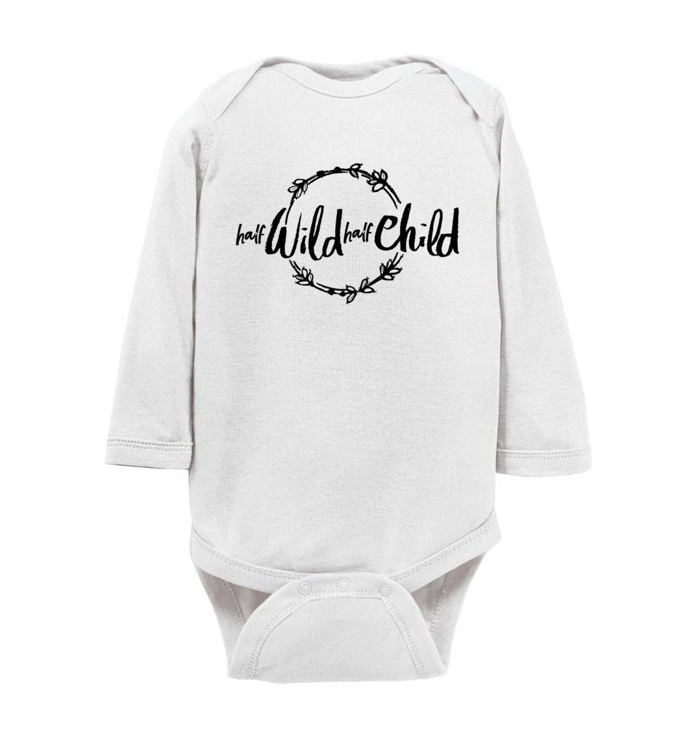 Half Wild Half Child - Infant Bodysuits Heyjude Shoppe LS Onesie White NB