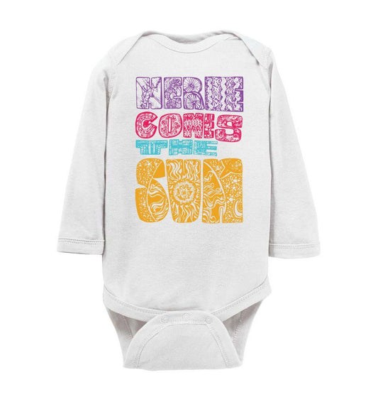 Here Comes The Sun - Infant Bodysuits Heyjude Shoppe LS Onesie White NB