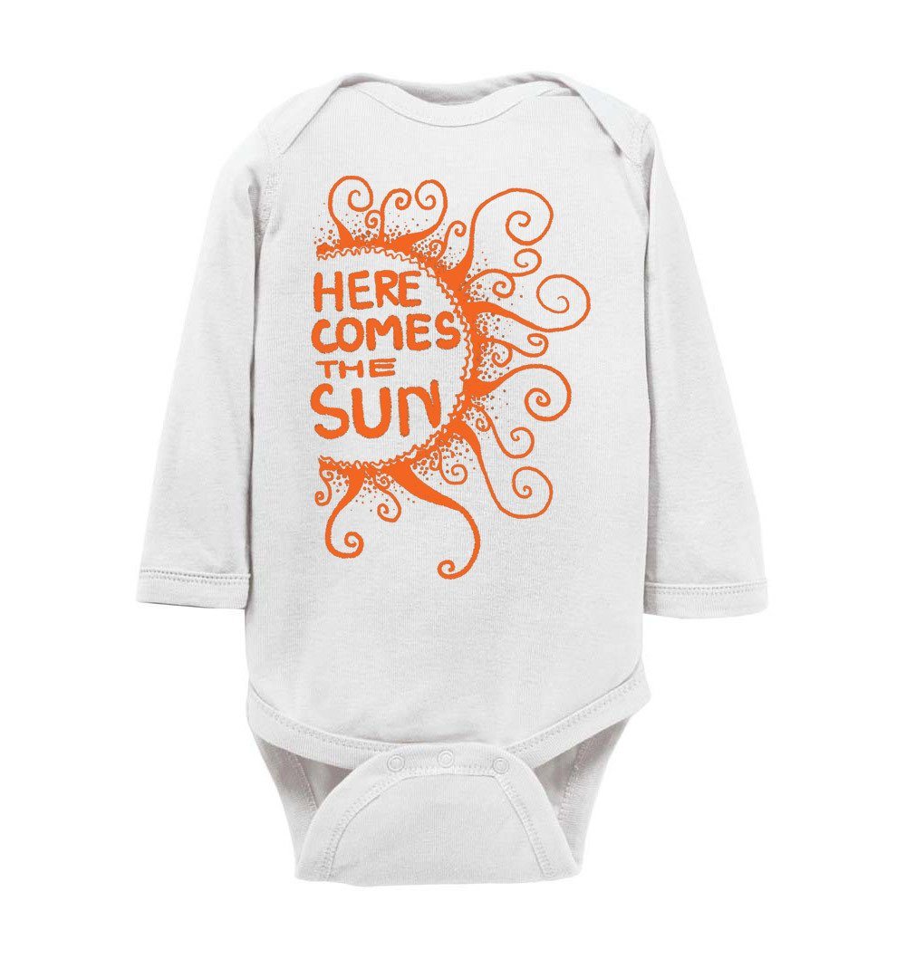 Here Comes The Sun - Infant Bodysuits Heyjude Shoppe LS Onesie White NB