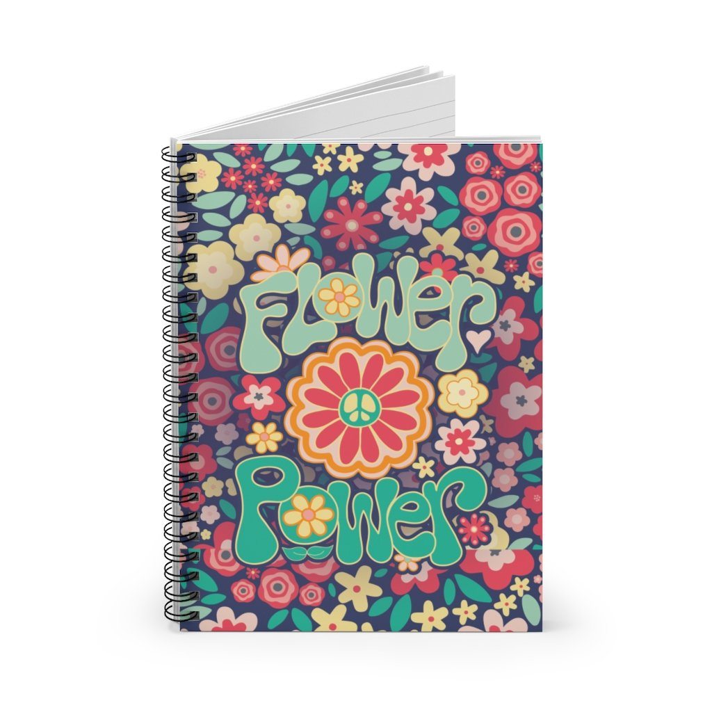 Flower Power - Spiral Notebook - Ruled Line Paper products Printify 