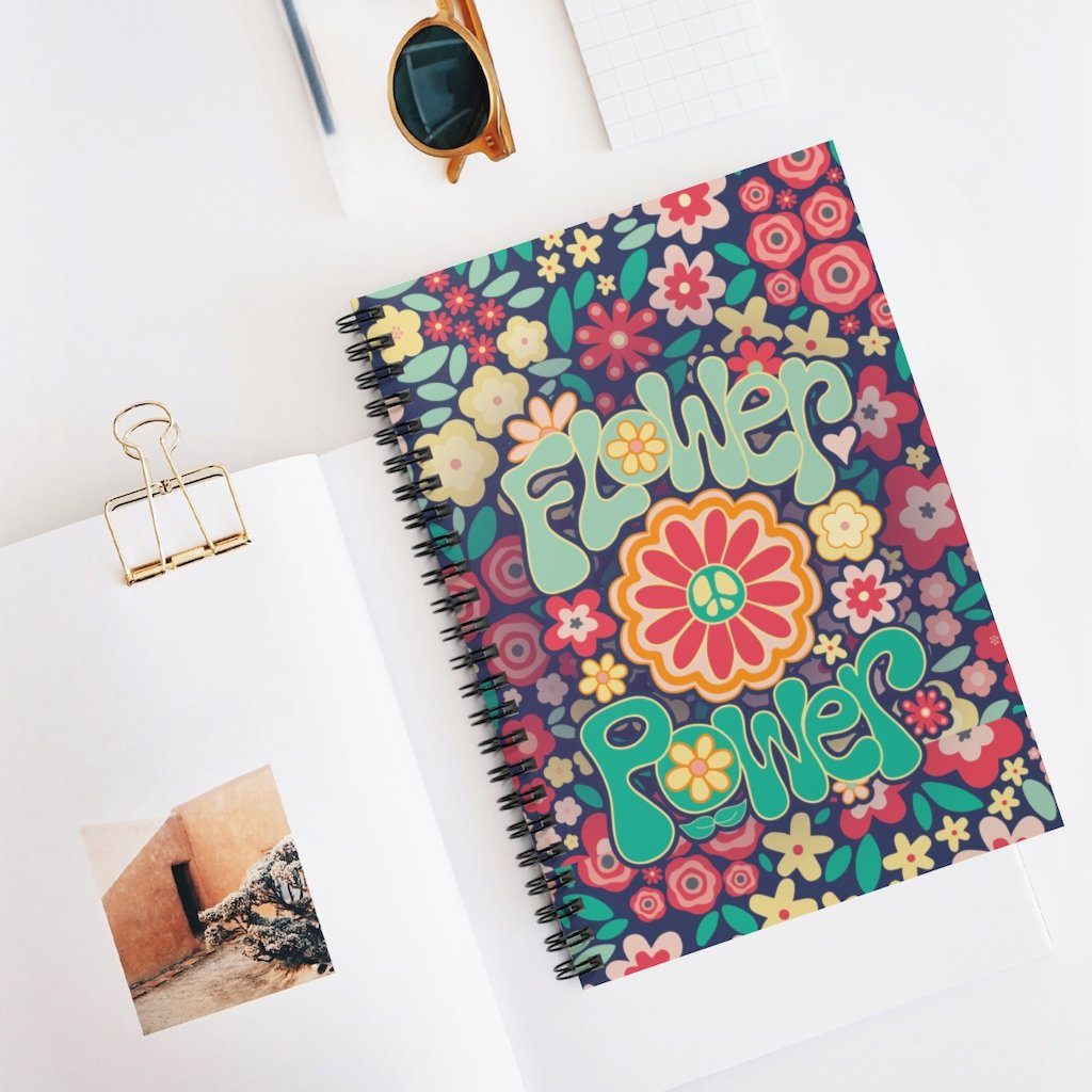 Flower Power - Spiral Notebook - Ruled Line Paper products Printify 