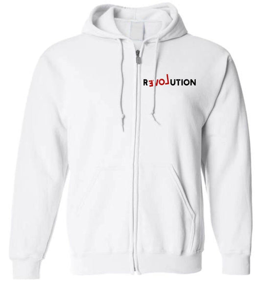 LOVE REVOLUTION ZIP HOODIE Heyjude Shoppe White S 