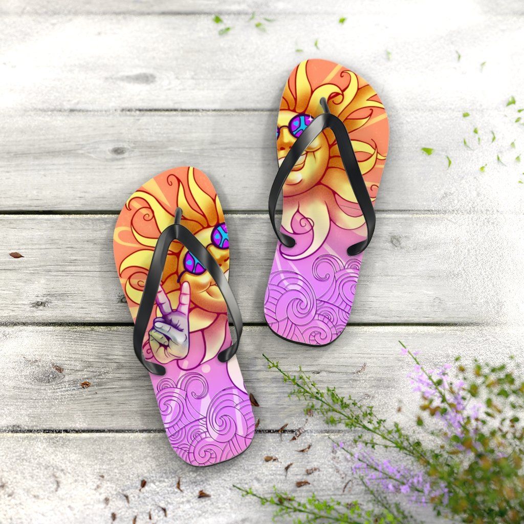Sun - Peace Out - Unisex Flip Flops Shoes Printify 
