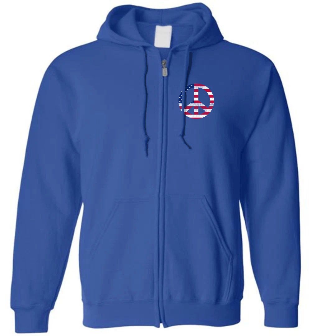 AMERICAN PEACE SIGN ZIP HOODIE Heyjude Shoppe Royal S 