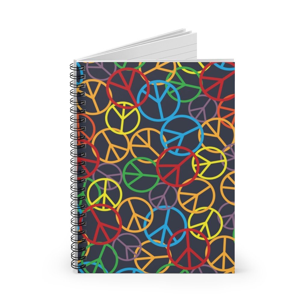 Peace Signs Pattern - Spiral Notebook - Ruled Line Paper products Printify 