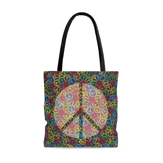 Peace Sign Pattern AOP Tote Bag Bags Printify Large