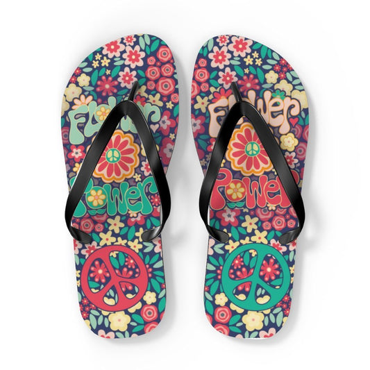 Flower Powers Unisex Flip Flops Shoes Printify XL Black