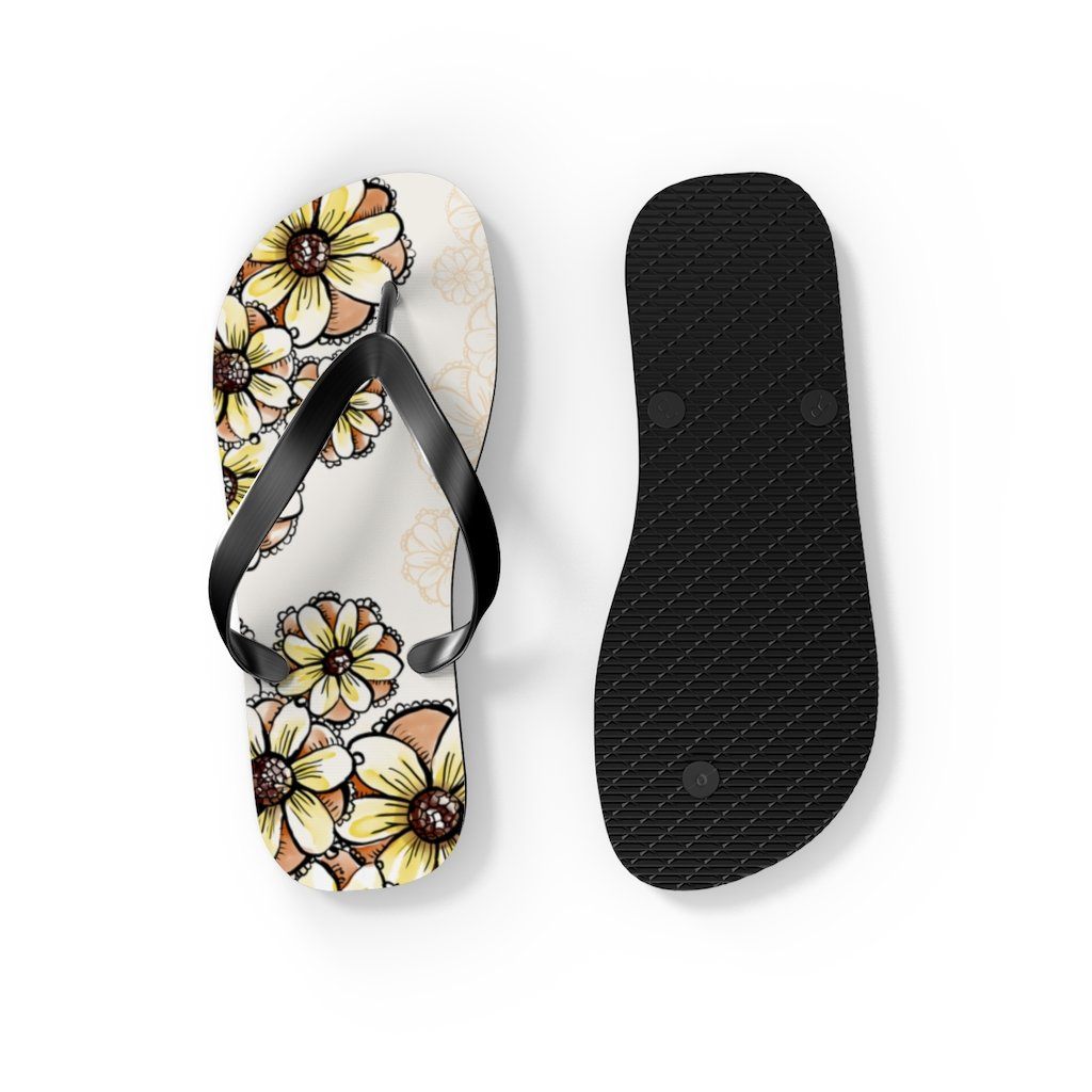Boho Flowers Unisex Flip-Flops Shoes Printify 