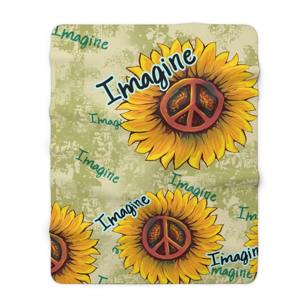 Imagine Sunflower - Sherpa Fleece Blanket Home Decor Printify 60" x 80" 