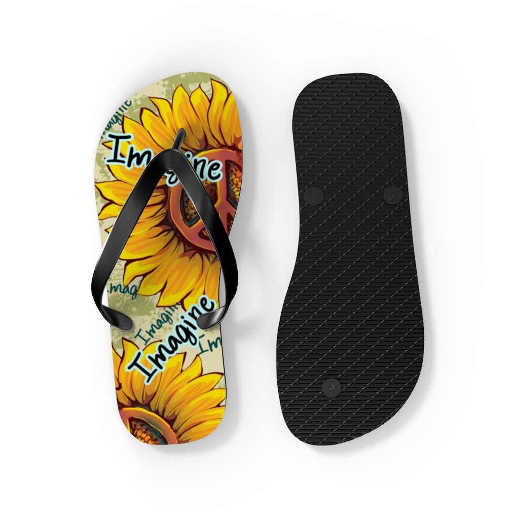 Imagine - Sunflower - Unisex FlipFlops Shoes Printify 