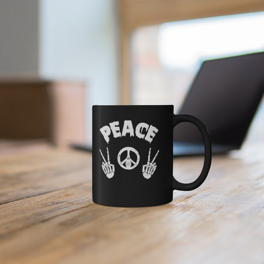 Peace Skeleton- 11oz Black Mug