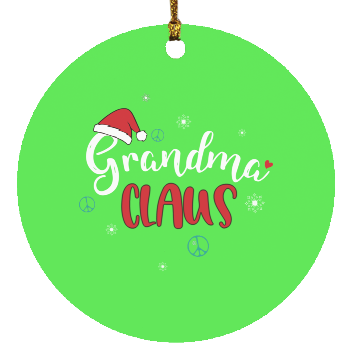Grandma Claus- Circle Ornament