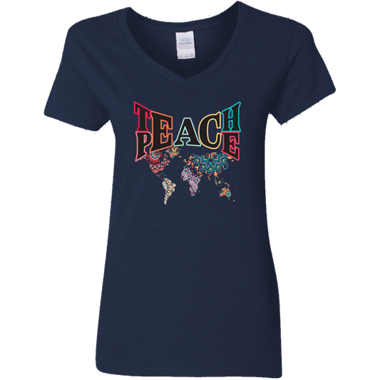 Teach Peace V-Neck T-shirts