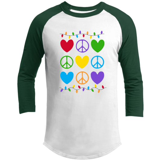 Peace Love Light 3/4 Sleeve Raglan T-shirts