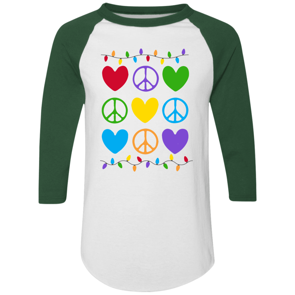 Peace Love Light 3/4 Sleeve Raglan T-shirts