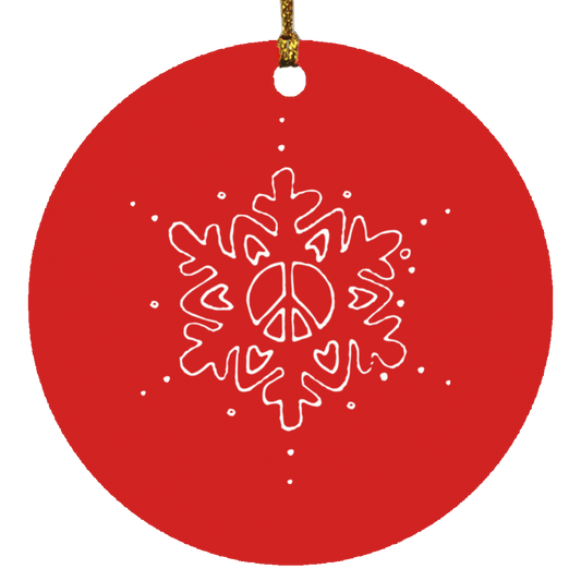 Peace- Love- Snow Flake- Circle Ornament
