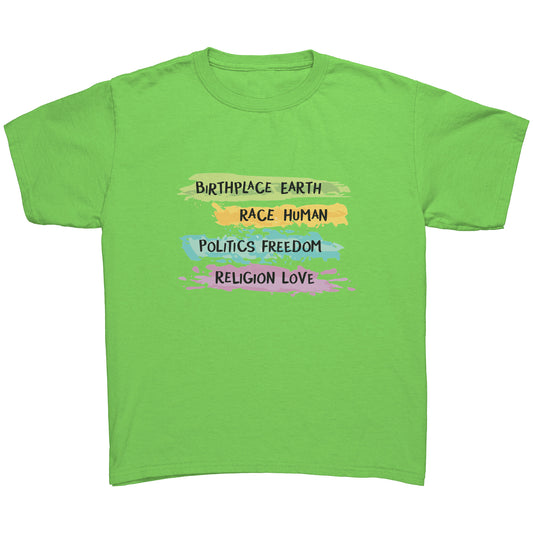 Earth - Human - Freedom - Love - Youth Shirt