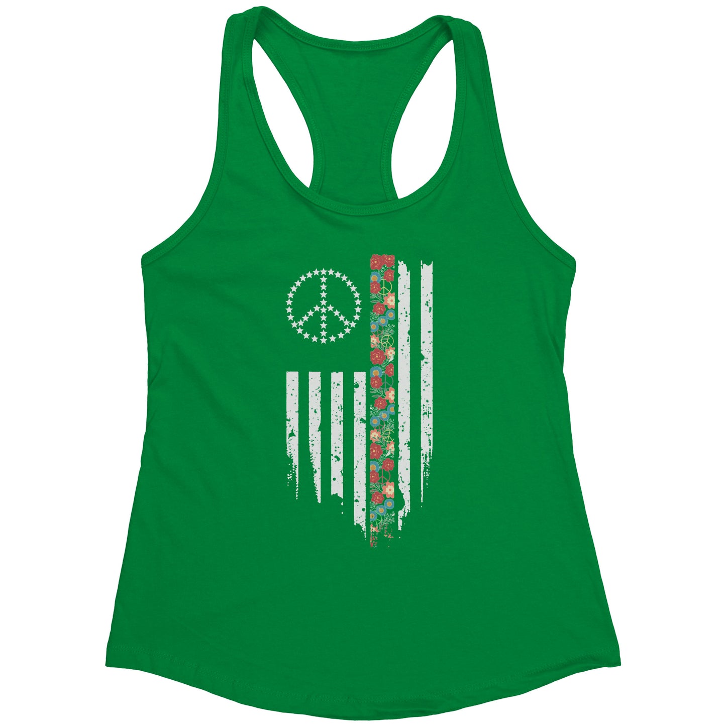 Floral Peace Sign Flag Womens Racerback Tank
