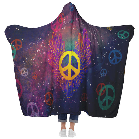 Peace Wings Hooded Blanket 