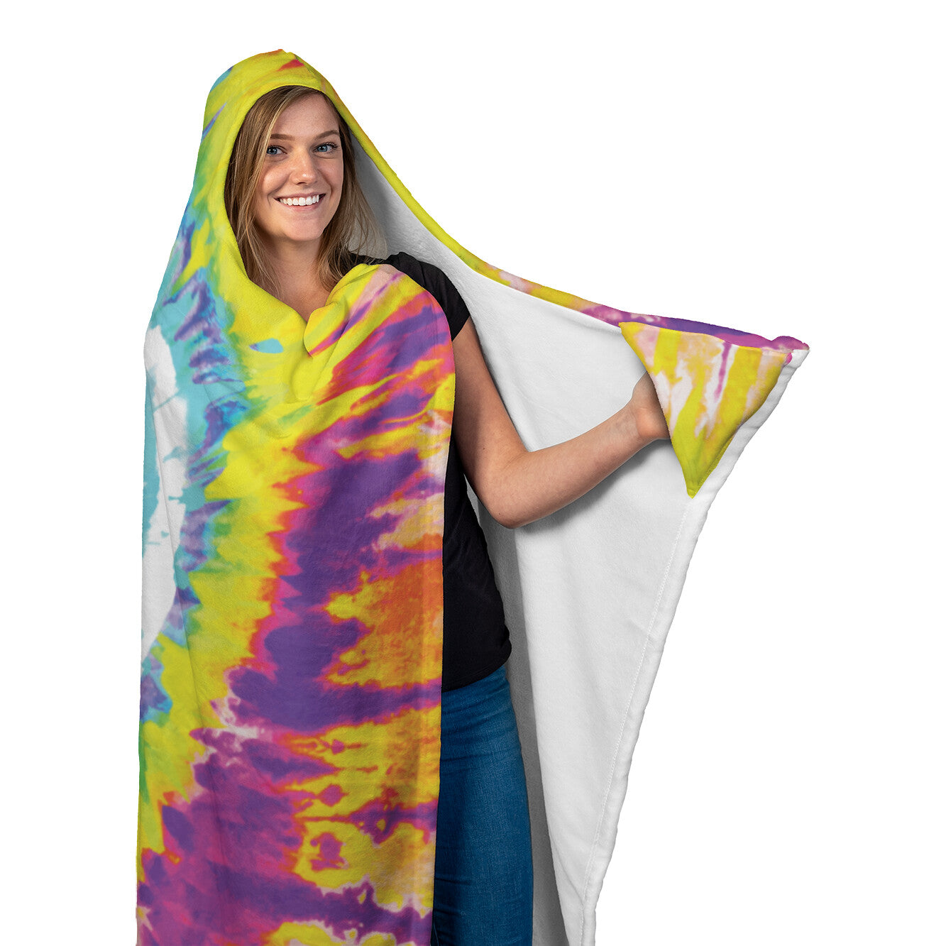Printed Tie Dye Hooded Blanket