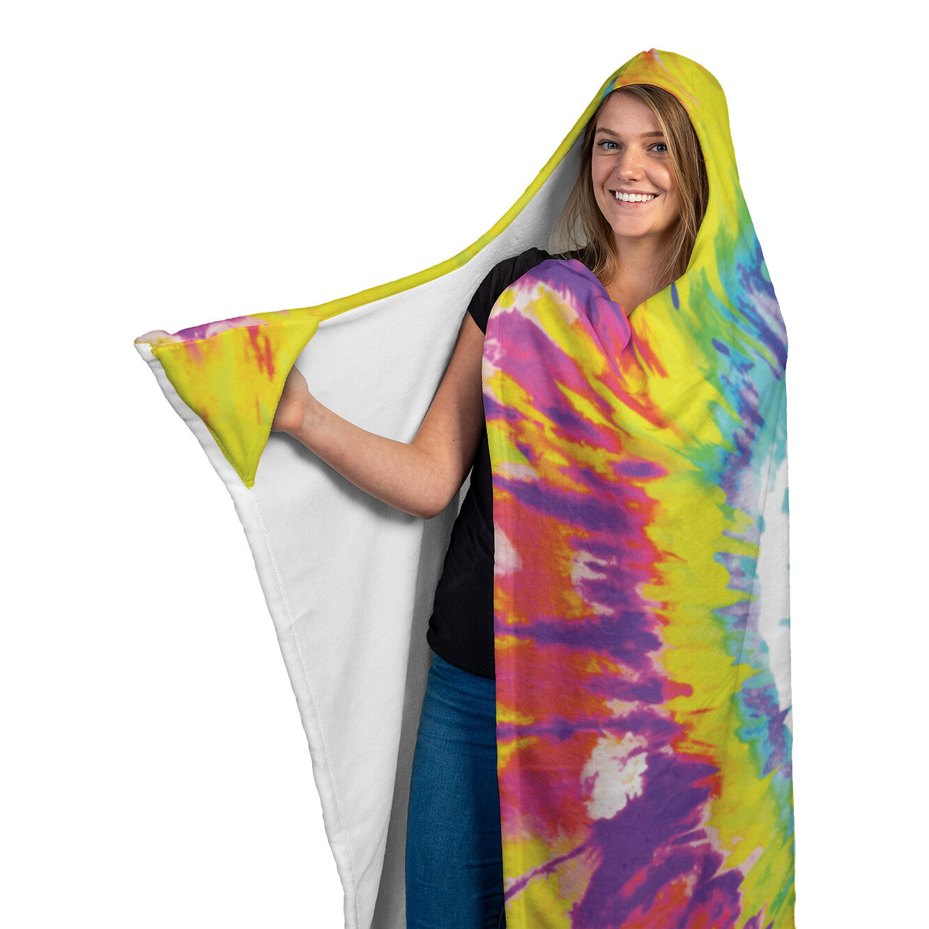 Printed Tie Dye Hooded Blanket