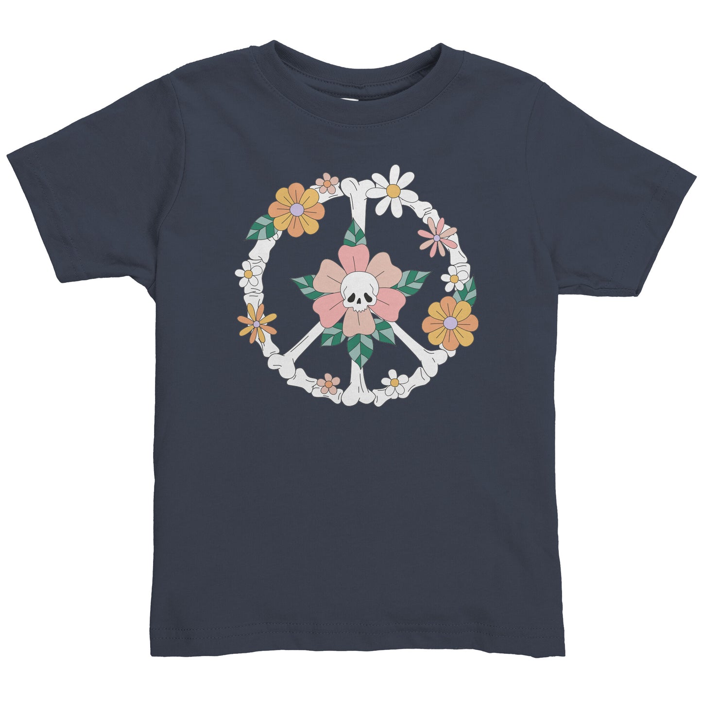 Skeleton Floral Cute Peace Sign Toddler Shirt