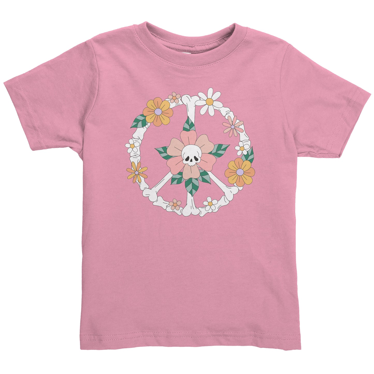 Skeleton Floral Cute Peace Sign Toddler Shirt