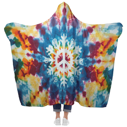 Snowflake Peace Sign Hooded Blanket 