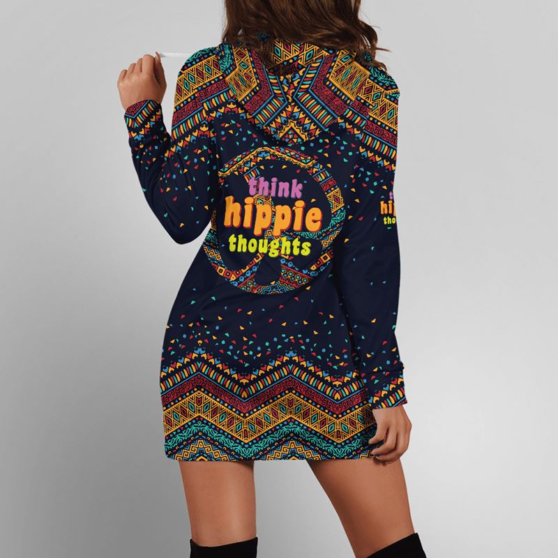 Think Hippie Thoughts Women's Hoodie Dress Heyjude Shoppe 