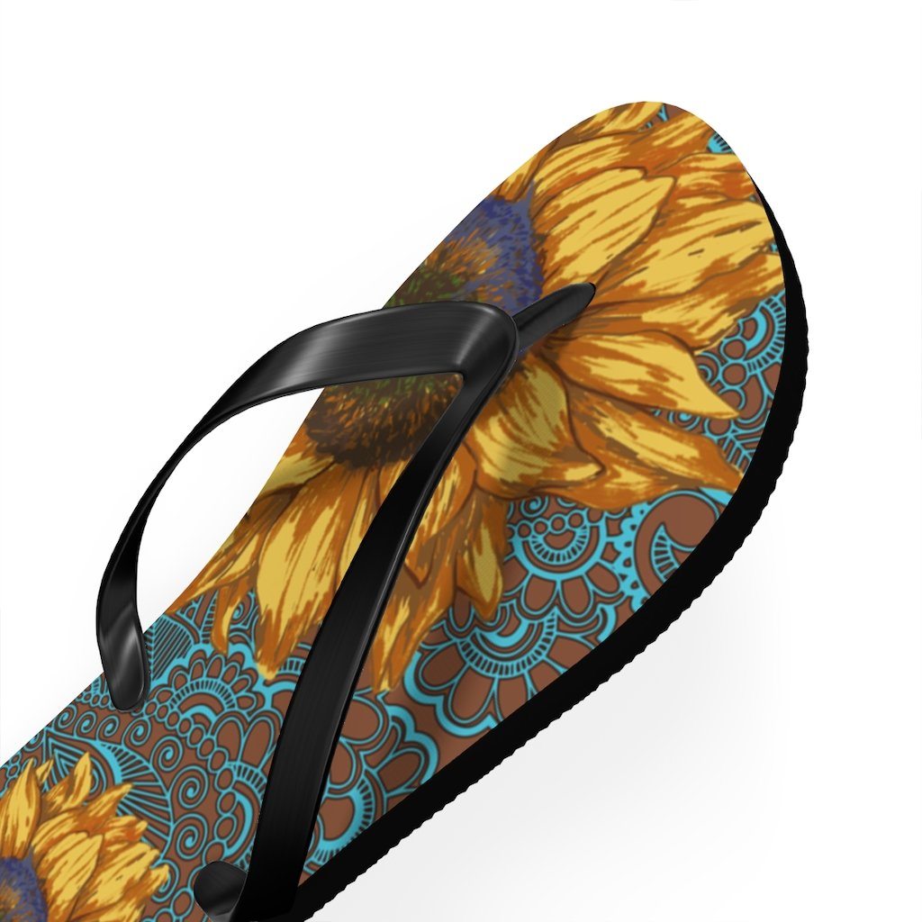 Sunflower Flip Flops Shoes Printify 
