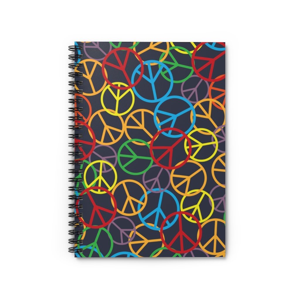 Peace Signs Pattern - Spiral Notebook - Ruled Line Paper products Printify Spiral Notebook 