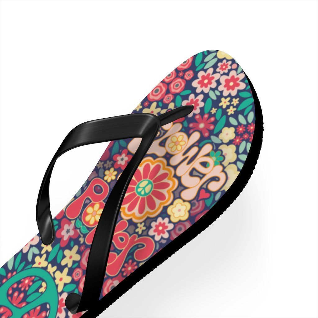 Flower Powers Unisex Flip Flops Shoes Printify 