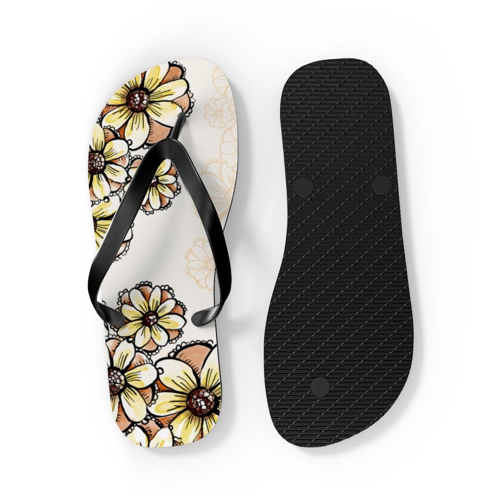Boho Flowers Unisex Flip-Flops Shoes Printify 