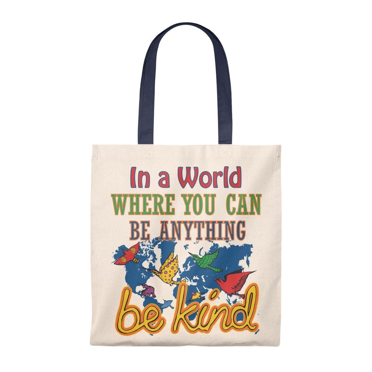 Be Kind Tote Bag Bags Printify Navy 